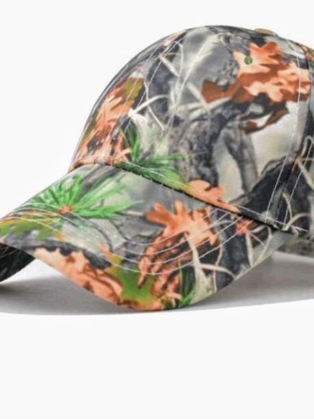 Camo Print Baseball Cap - Green/Orange/Gray